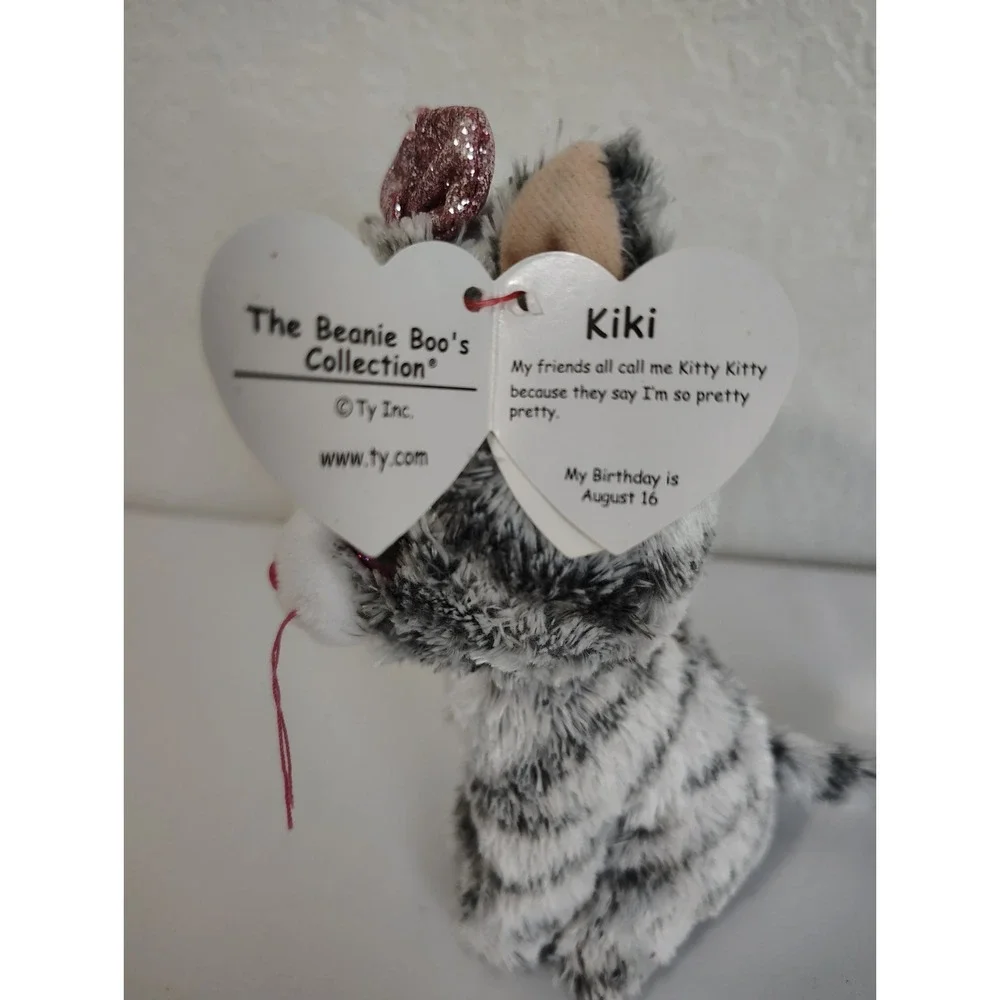 Ty Beanie Boos Kiki Gray White Tabby Cat 2016 - NWT NEW